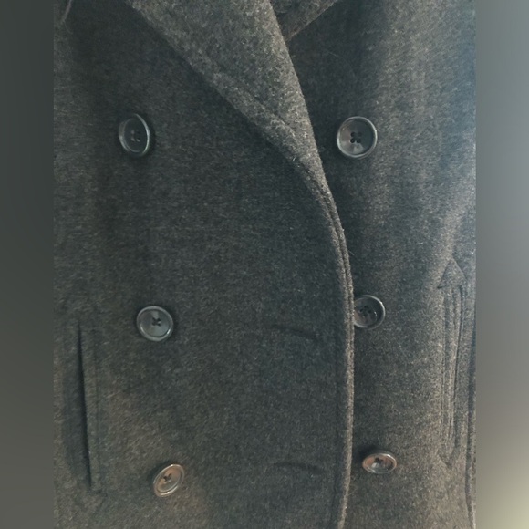 Double Breasted Gray wool blend Pea Coat - Picture 11 of 14